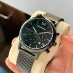 Emporio Armani AR11264 Men's Black Chronograph Watch with Mesh Strap